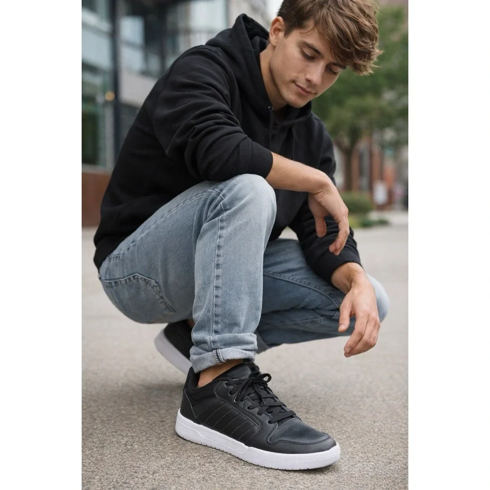 Adidas Entrap Core Black Mens 8.5 Low Top Sneakers Casual‎ Athletic Shoes Trendy